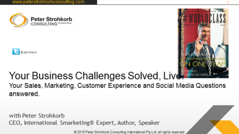 Your Business Challenges Solved Live: Sales, Marketing, Cust. Exp., Social Media