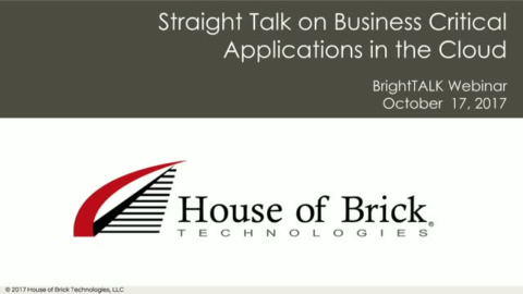 Straight Talk on Business Critical Applications in the Cloud