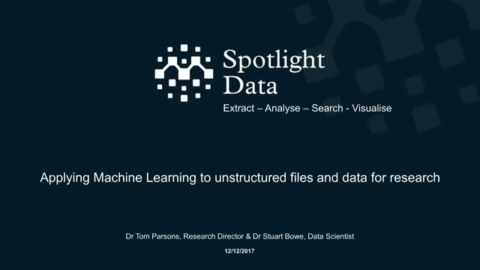 Applying Machine Learning to unstructured files and data for research
