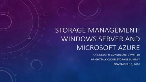 Storage Management: Windows Server and Microsoft Azure