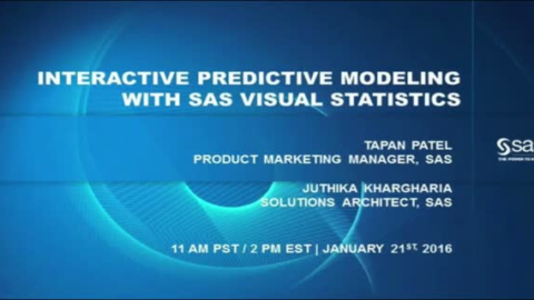 Interactive Predictive Modeling With SAS Visual Statistics