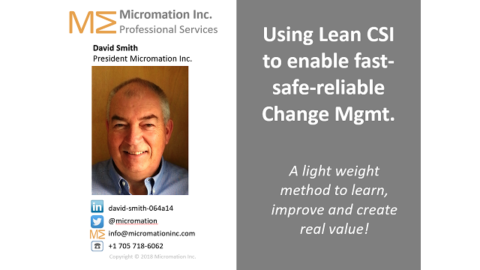 Using Lean CSI to enable fast-safe-reliable Change Management