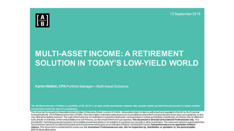Multi-Asset Income: A Retirement Solution in Today’s Low-Yield World